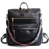 Kobiety PU Plecak Torebka Wodoodporna Bookbag Crossbody Torba Ramska Wielofunkcyjna Torebka Szkolne Plecaki Odpinany Kolorowy Pas Ljja3484-A