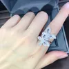 Wukalo Nieuwe S925 Dames Ringen Butterfly 925 Silver White Crystal Zircon Ring voor Dames Trendy Sieraden Ringen