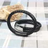 2019 Nouveau Design Bracelet Bijoux Classique Double Couche Bracelets En Cuir Véritable Top Qualité Simple Bouton En Acier Inoxydable Bijoux Pour Hommes