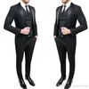 Örgün Düğün Erkekler Üç Parçalı Çentikli Yaka Custom Made İş Damat Düğün Smokin Takımları (Ceket + Pantolon + yelek)