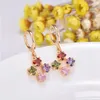 Cadeau de fête de mariage boucle d'oreille en gros 5 paires/lot dame couleur carré cubique zircone cristal gemmes or Rose mode boucles d'oreilles goutte