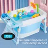 Baignoire Portable capteur de température baignoire pour bébé baril de bain pliant baignoire pour enfant baril de natation maison grand nouveau-né peut s'asseoir9604503