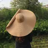 25cmワイドブリム麦わら帽子女性ビーチ帽子特大ファッションレディース夏2021 UV保護折りたたみ太陽シェードサンハット