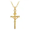 High Quality Low Price Gold Color Jesus Cross Pendant Necklace Religious Jewelry Crucifix Necklace Statement Jewerly Christmas