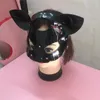 Ratón gato cabeza de cerdo máscara pu cara gato mujeres cuero ajustable tachonado gato máscara Custumes accesorios para fiesta en venta pvd máscara facial