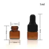 1000pc 1ml 2ml 3ml Amber Glass Dropper Bottles Essential Oil bottle Small Perfume Vials Sampling Storage Bottle LX8861