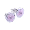 Pink Magnolia Stud Ohrringe Original Box für 925 Sterling Silber Frauen Mädchen Blumen Ohrringe Retail Box Sets6112606