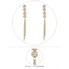 Fashion- tassels dangle earrings for women gold plated fringes diamonds chandelier earring girl western luxury designer jewelry