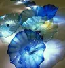 Murano Lamps Hanging Plate Arts Hand Blown Abstract Lamp Blue Glass Flower Wall Art