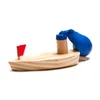 Balloon Powered Wooden Boat Toy Swimming Pool Kids Water Fun Toys Play Outdoor Baby Bath Toy Science and Education Toys