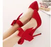 Hot Sale Sexy Lady Evening Spring Royal Blue Red Black Big Bow Tie Pumps Pointed Toe Plus Size High Heel Dress Shoes for Women