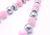 Rose gris couleur enfants grosses perles collier ensemble de bijoux à la mode fille enfants perles gros collier Bracelet ensemble