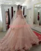 Stunning Lace Pink Wedding Dresses Sweetheart Tulle Sequins Applique African robe de mariée 2020 Plus Size Bride Dress Ball Bridal Gowns