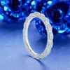Classical Vintage Fashion Jewelry Real 925 Sterling Silver Pave White Sapphire CZ Diamond Eternity Women Wedding Lace Band Ring Gift