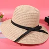 Mulheres Verão Chapéu de Palha de Floppy para Meninas Dobrável com Fita de Arco Panamá Praia Feminino Viagem Ao Ar Livre Caps Casuais