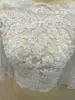 Em estoque jaquetas de casamento de renda para mulheres 34 manga longa renda bolero bateau pérolas jaqueta de casamento plus size1514524