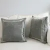 Velvet Grey Blue Cushion Cover Embroidered 45x45/60x60cm Home Decorative Pillows For Sofa Bed Soft Throw Pillow Case Funda Cojin