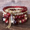 New Design Women Bangle Bohemia Middle East Marine Style Multi-Layer Ring Beaded Bracelets Crystal Bracelet Jewelry Accessories