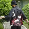 Janeiro Japonês Kimono Jackets Crane Lucky Red Cloud Imprimir 2019 Mens Harajuku Streetwear Jaqueta Casaco Casaco Hip Hop Vestido Fino Japão Estilo Novo