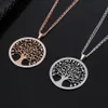 Collier pendentif arbre de vie en acier inoxydable pour femmes, chaînes de pull, grand charme rond, sautoir, bijoux de fête, cadeaux à la mode