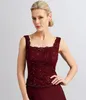 Burgundy Elegant Mother Of The Bride Dresses With Lace Jacket Suits Beaded Off Shoulder Zipper Back Plus Size Evening Gowns HY5024
