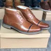 Mannen Smooth Lederen Brogue Schoen Enkellaarzen Beste Kwaliteit Real Calfskin Lace Up Jurk Schoenen Mannen Zachte Bedrijfspartij Bruiloft Outdoor Schoen