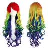 Storlek: Justerbar Välj färg och stil Syntetisk Nya Tillbehör Rainbow Fluffy Wig Curly Multi-Color Lady Party Women Cosplay Paryk