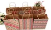 Christmas Kraft Paper Printed Gift Bags Handbag XMAS Presents Favors Toys Clothes Wrap Totes Shopping Carrier Handle Bag Packaging colorful