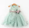 Lace Little Princess Dresses Summer Solid Sleeveless Tulle Tutu Dresses For Girls Clothes Party Pageant GB268