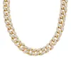 Miami Curb Cuban Chain Necklace Gold Iced Out Paved Rhinestones CZ Bling Rapper Necklaces Men Hip Hop Jewelry