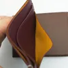 New Men Women Credit Card Holder Coated Canvas with Real Leather Pocket Mini Slim Wallet With Box