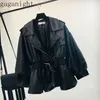 девочки искусственная кожаная куртка черная