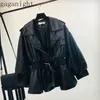 girls fux leather jacket black