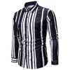 Camisa de Rayas de Lujo Camisa العمودي الشارع الشهير الاجتماعي Alta Calidad Nuevo عارضة Ajustado Fit Vestir الفقرة Hombres Coreanos