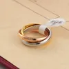 Europe America Fashion Brand Jewelry Lady Titanium Steel Three Color Circles Ca Letter Inside outside Lettering 18K Gold Rings Size 5-10