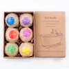 6x2.1 Oz Bombes de bain Coffret cadeau fait à la main Grand bain Fizzy Huile essentielle biologique Kit de bombes de bain pour bulle hydratante SH190729