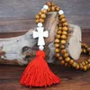 Womens Boheimian Fashion Long chain Wood Beads Tassel Necklace Butterfly Heart Star Cross Turquoise Stone Bead Jewelry274D