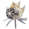 2020 Rustieke Broche Corsages voor de bruidegom Groomsmen Bruid Bruidsmeisje Bruiloft Pakken Voor Mannen Trouwpak Grooms Mannen Parels Rose Flowers