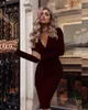 7 Kolory Kobiety Sukienki Bodycon Sukienki Jesień I Zima Z Długim Rękawem Seksowna Deep V-Neck Party Mini Dress Damska Solid Color S-XXL