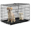 Black 48quot 2 Door Pet Cage Folding Dog wDivider Cat Crate Cage Kennel wTray DC3452643