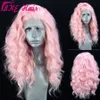 Spedizione veloce 360 parrucca frontale in pizzo colore rosa parrucche sintetiche ondulate lunghe sciolte capelli resistenti al calore stile festa cosplay