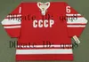 Vintage 1972 Team USSR-tröjor 16 VLADIMIR PETROV 13 MIKHAILOV 15 ALEXANDER YAKUSHEV 20 VLADISLAV TRETIAK 10 ALEXANDER MALTSEV Custom Hockey