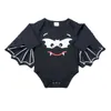 Halloween Bat peruca Romper para o bebé Roupa da menina Vampirina recém-nascido Imprimir meu primeiro aniversário Léotard Criança engraçado Jumpsuit Bodysuit