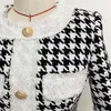 Moda Styl Premium Najwyższej Jakości Oryginalny Design Damska Sukienka Karierowa Surowa krawędź Casual Houndstooth Burrs Tweed