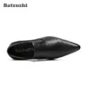 Batzuzhi italie Type chaussures pour hommes bout pointu noir en cuir véritable chaussures habillées hommes affaires appartements Zapatos Hombre, grande taille US12