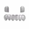 Denti in rame placcato oro 18 carati Bretelle semplici Hip Hop Up 2 Bottom 6 Denti Grillz Bocca dentale Fang Grills Tooth Cap Cosplay Party Rapper Jewelry