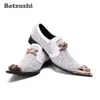 Batzuzhi luxe à la main hommes chaussures pointu en métal pointe en cuir chaussures habillées hommes Zapatos Hombre clignotant fête chaussures de mariage hommes