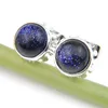 Luckyshine bijoux de charme rond bleu grès petites boucles d'oreilles en argent pour les femmes bijoux de mode Stud E0428