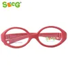 SECG 근시 광학 원형 어린이 안경 프레임 고체 TR90 고무 다이오 터 투명한 어린이 안경 유연한 부드러운 안경 5485593