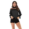 Mode Blusas Mujer De Moda 2019 Büro Frauen Sexy Rollkragen Mesh Patchwork Frauen Chiffon Blusen Hemd Rüschen Tops Blusas